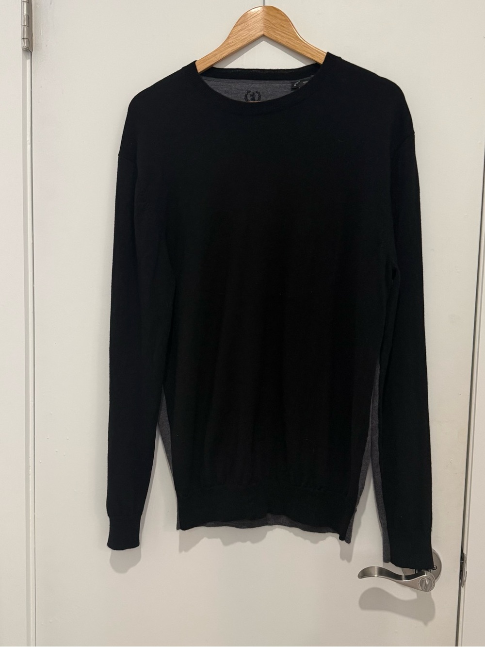 Bugatchi Uomo Men’s XL 100% Merino Wool Charcoal Black Crewneck Sweater